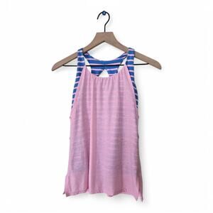 Ivivva by Lululemon Pink and Blue Striped Tank Top Size 12 Layered